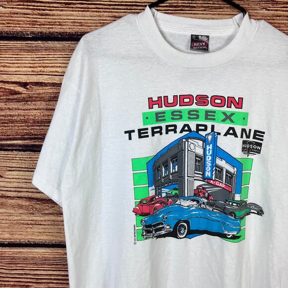 Vintage 1990s Hudson Essex Car Shop Single Stitch T-shirt - Picture 3 of 7